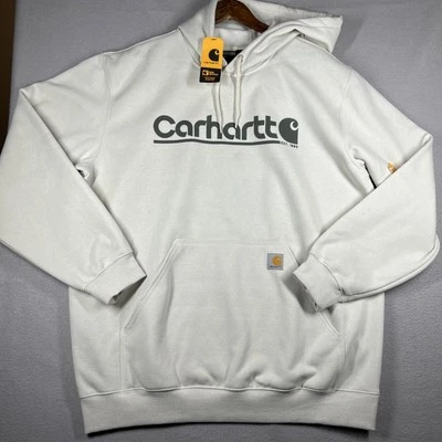 Carhartt Rain Defender Hombre’s XL Calce Suelto Peso Medio Sudadera Blanco Beige Foto 1 de 4