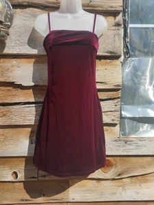 90s Joule Burgundy Maroon Large Velvet Short Holiday Y2K Party Mini Dress Retro - Picture 1 of 6