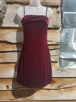 Mini Vestido Retro Años 90 Joule Borgoña Granate Grande Terciopelo Corto Vacaciones Y2K Fiesta Foto 1 de 4