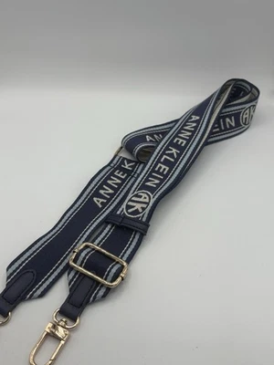 Cartera de repuesto Anne Klein correa tela azul y blanco con herrajes dorados usada en excelente estado 1128 Foto 1 de 4