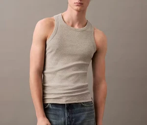 Camiseta sin mangas Calvin Klein para hombre de algodón elástico gris jaspeado - Imagen 1 de 7