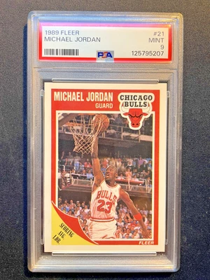 Fleer Michael Jordan 1989-90 #21 graduado PSA 9 como nuevo ¡Nueva losa centrada! Foto 1 de 3