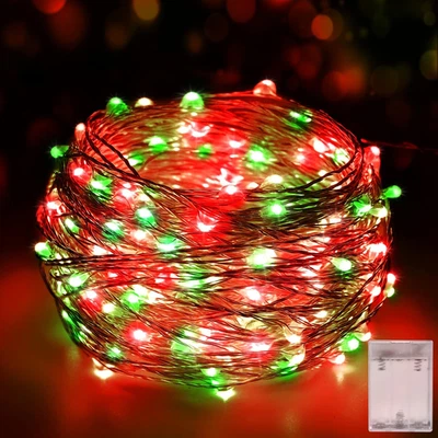 Led Fairy Lights Battery Operated, 16.4FT Red and Green Christmas String Lights, - Image 1 of 4