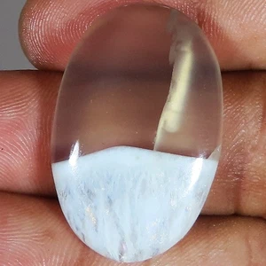 Untreated Ice Solar Quartz Oval Cabochon Loose Gemstone 38.15 Ct 21x32x6 mm UT83 - Picture 1 of 6