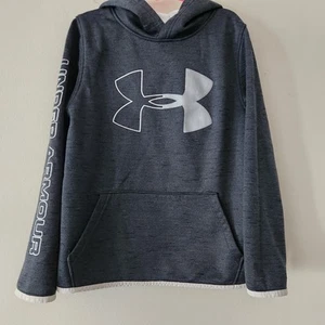 Under Armour Gray Athletic Sweater Boys Small Pullover Hoodie - Picture 1 of 6