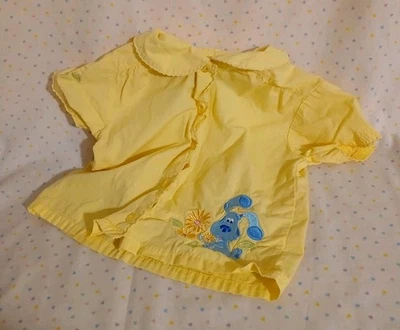 Camisa abotonada amarilla vintage 2000 Blue's Clues para niña cuello Peter Pan 3T Foto 1 de 4