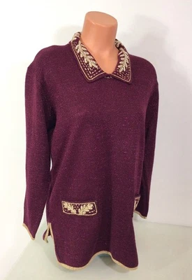 Jaclyn Smith Vintage Sweater Sequin Beaded Womens Small - Image 1 of 4