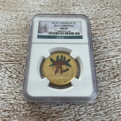 2012P Australia Christmas (Bells) $1 Bronze Coin NGC MS69. - Image 1 of 2
