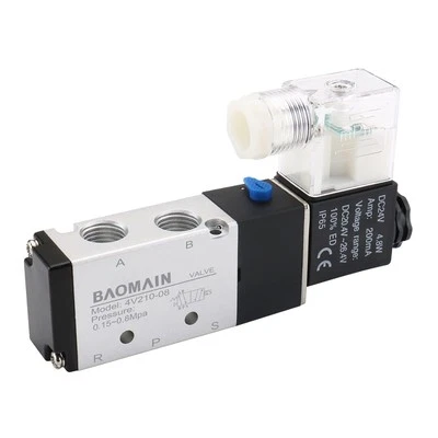Baomain Solenoid Valve 4V210-08 DC 24V 2 Position 5 Way PT1/4" Internally