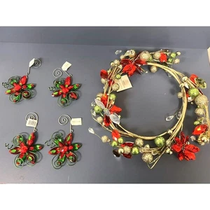 5 Pc Acrylic Christmas Flower Candle Ring Wreaths Mission Gallery New 2012 - Picture 1 of 15
