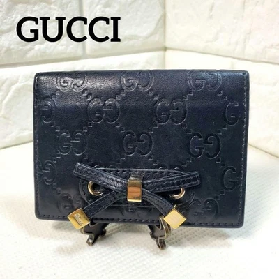 GUCCI Schwarz Leder Kartenetui Kompakt Accessoires Elegant G Logo D329 - Bild 1 von 4