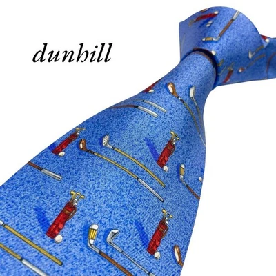 Corbata Dunhill Azul Retro Italia Club de Golf Ancho 95 cm Sin Usar Foto 1 de 4