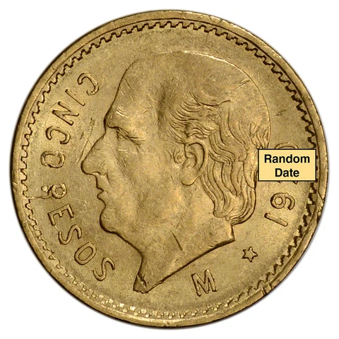 Mexico Gold 5 Pesos - XF/AU - Random Date - 0.1205 oz Cover