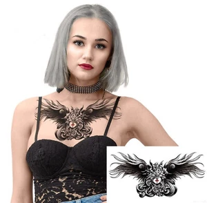 Temporäres Tattoo Dame Flügel Sexy Muster Klebetattoo Lady Girl Punk Rockabilly - Bild 1 von 2