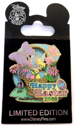 WDW HAPPY EASTER 2008 TINKER BELL INSIDE BASKET GOLD FINISHED PIN LE 1500 #60147 - Image 1 of 2