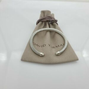 David Yurman 5mm cable Classic Bracelet Tip Pave Diamonds size small