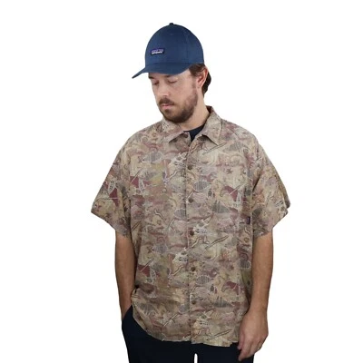 Vtg 90s Patagonia A/C Wombat Animal Print Fish Snake Hawaiian A/C Shirt Mens XL - Image 1 of 4