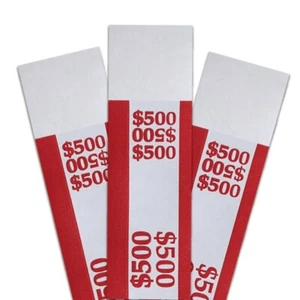Dunbar Währungsbänder Riemen selbstklebend 500 $ 1000/Packung weiß/rot Geldscheinverpackungen - Bild 1 von 2