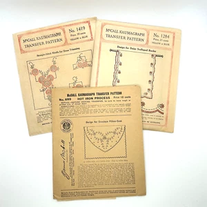 McCall Antique Kaumagraph Transfer Patterns #1419, #1284, #699 Lot of 3 - Picture 1 of 7
