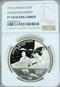 1994 SAMOA SILVER 10 TALA JAKOB ROGGEVEEN NGC PF 70 ULTRA CAMEO PERFECTION - Picture 1 of 4