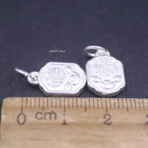 2pcs Pure 999 Fine Silver Fu Ingots Pendant Accessory DIY Loose Bead - Picture 1 of 4