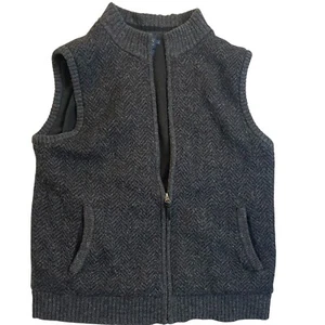 Pendleton Mens Sweater Vest Large With Zipper Washable Wool Charcoal Gray Herrin - Picture 1 of 11