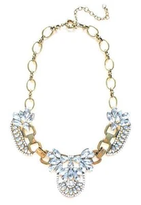 UNIQUE STUNNING Luxe GOLD Crystal Icing CREW STATEMENT BUBBLE NECKLACE Quality - Picture 1 of 5