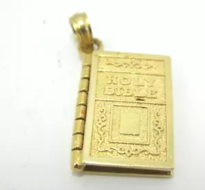 STUNNING 14K YELLOW GOLD RELIGIOUS HOLY BIBLE 5/8" PENDANT 3.3G - Picture 1 of 6