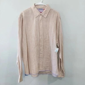 Report Collection Button-up shirt XL Linen beige tan Long sleeve lightweight - Picture 1 of 4