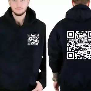 Felpa con cappuccio divertente FU QR Code pullover felpa con cappuccio cappotto maglione caldo C7D8 - Foto 1 di 23