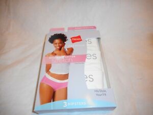 3 Pack Hanes Premium WHITE/GRAY & Gray/White Hipsters 6/m & 5/S Sold Separaely