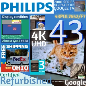 Philips 43" Class 4K Ultra HD (2160p) Google Smart LED TV (43PUL7652/F7) Remote - Picture 1 of 22
