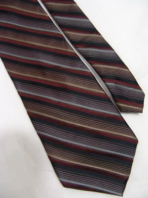 Corbata Paul Dione 100% Seda The Hombre Warehouse Rojo Beige Gris Negro Rayas Nueva con Etiquetas Foto 1 de 4