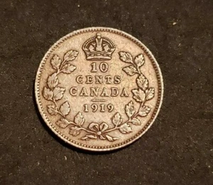 Moneda de diez centavos de plata Canadá 1919 - Imagen 1 de 2