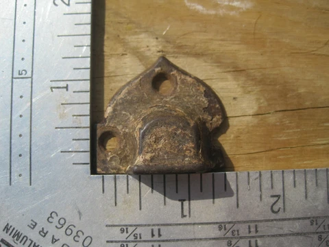 Antique Vintage Cabinet Door Cast Iron Latch Keeper only 1 1/4 x 1 1/4 chipped Cover