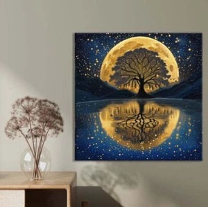 Night Moon Tree Lake Art Limited Edition High Quality Home Decor Australian Made - Bild 1 von 3