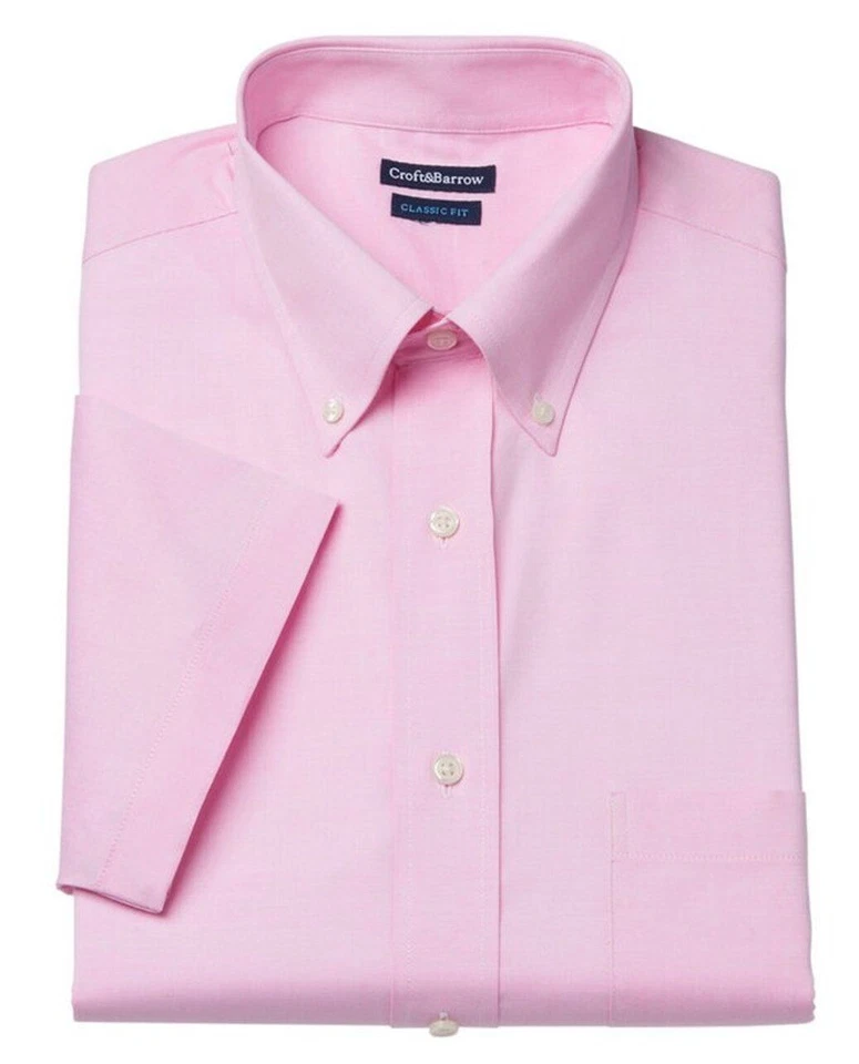 Camisa de vestir para hombre Croft & Barrow calce clásico fácil cuidado con botones rosa S L XL 2X Foto 1 de 1