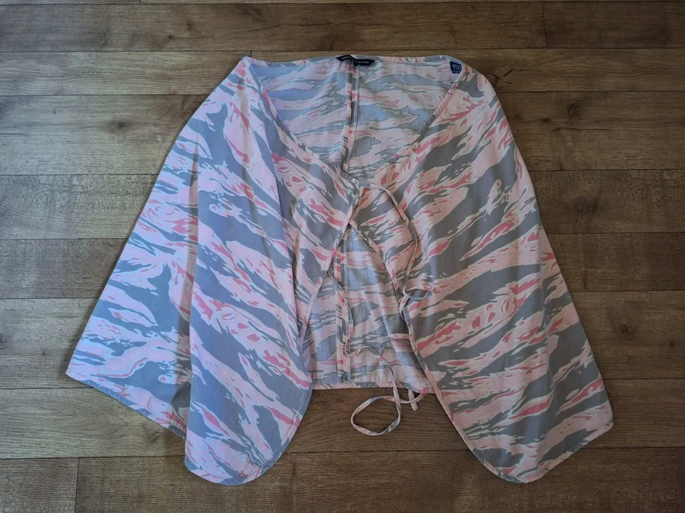 Vintage French Connection Cotton Wrap Cape Camo Pink Cardigan UK 12 EU 40 USA 8 - Image 1 of 4