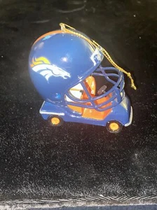 DENVER BRONCOS HELMET GOLF CART CHRISTMAS ORNAMENT FAN FAVORITE NWT - Picture 1 of 4