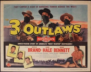 Three Outlaws, 1956, Neville Brand, Original Half Sheet, 22x28 - Picture 1 of 1