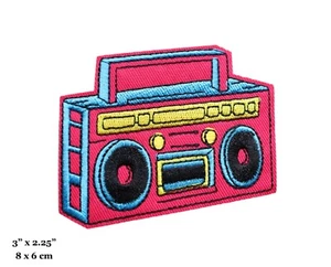 Boombox Vintage Retro Hip Hop Music Embroidered Iron On Patch - Picture 1 of 2