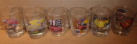 NASCAR Hunter Collector Glass Set  12 Piece Shot Glasses Cover