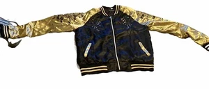 Nice Rocawear Bomber Jacket Coat Sz Med Black Gold Tiger Dragon - Picture 1 of 21
