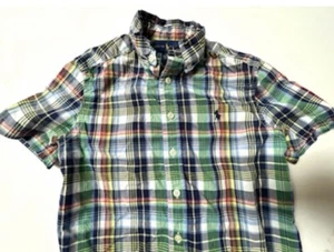 Ralph Lauren Boys 8 Medium Plaid SS Button Boys EUC - Picture 1 of 4