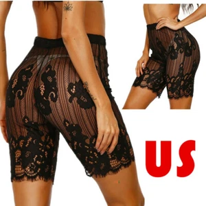 Women's Sexy Lace Yoga Shorts Safety Leggings Undershorts Bikini Cover Up Pants - Picture 1 of 55
