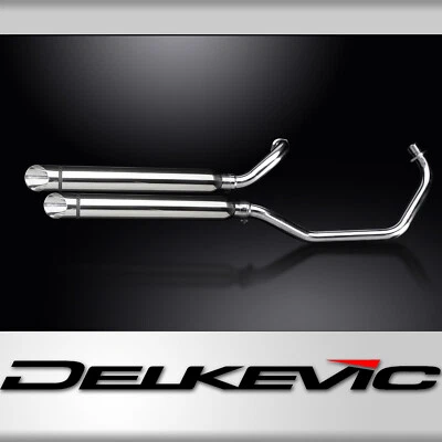 YAMAHA XV535 1987-2003 FULL 2-2 EXHAUST 550mm SILENCER SLASHCUT BAFFLE - Image 1 of 4