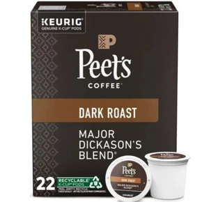 Peet's Coffee Premium Dark Roast Blend K-Cup Coffee Pods, 22 Count 100% Arabica - Picture 1 of 8