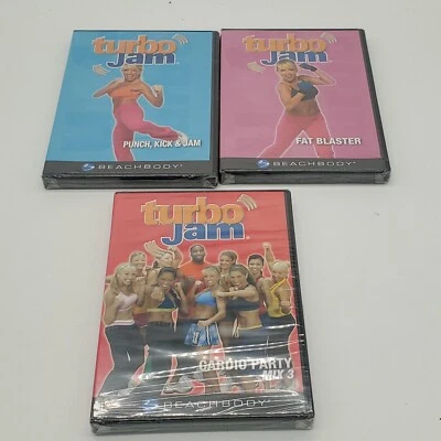 Factory Sealed Lot 3x Cardio Kick Beach Body Turbo Jam DVD Home Workout Fitness  Foto 1 de 4