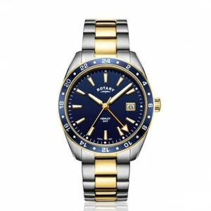 Reloj Rotary GB05296-05 para hombre dos tonos Henley GMT esfera azul fecha precio de venta sugerido por el fabricante £279.00 - Imagen 1 de 4