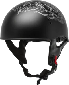 Gmax HH-65 Matte Black Ghost/Rip Naked Half Helmet Adult Sizes XS - 2XL - Picture 1 of 2